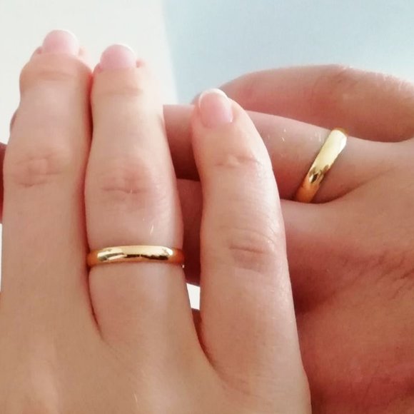 Real Solid 10K Gold Band Ring, Simple Authentic Real Unisex Wedding Promise Ring - Picture 1 of 5